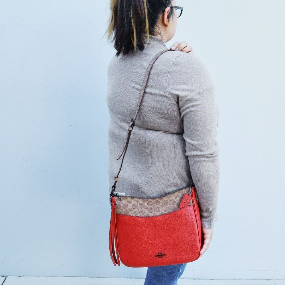 NWT Coach CHAISE Signature Crossbody Hobo Bag Apple Red